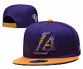 Lakers Team Logo New Era Purple Yellow 2021 NBA Draft Adjustable Hat YD,baseball caps,new era cap wholesale,wholesale hats